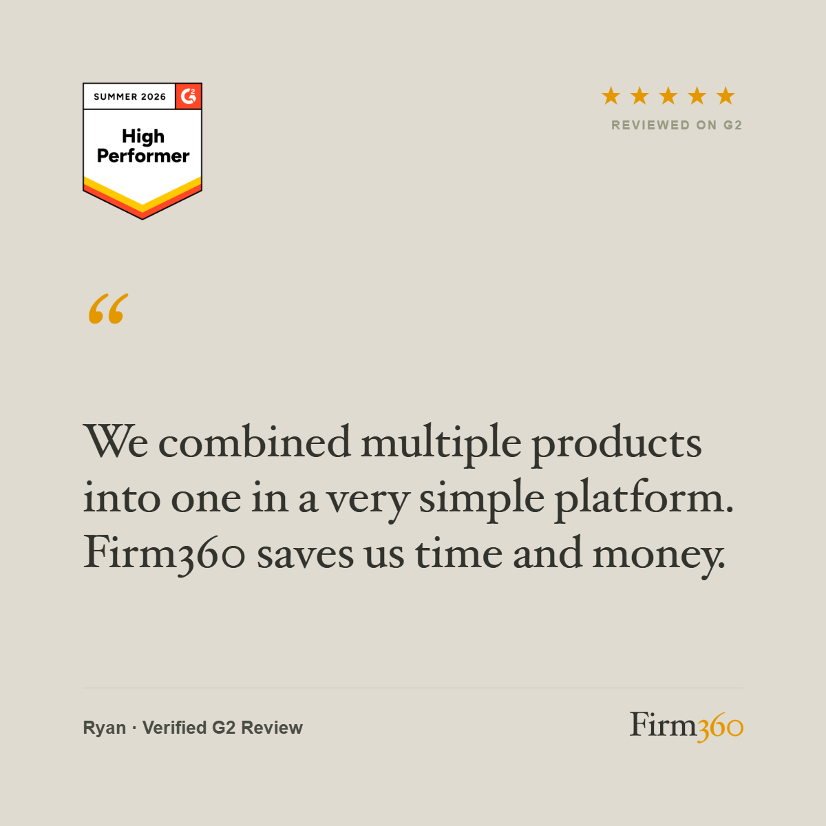 Firm360 Facebook ad: Book a demo