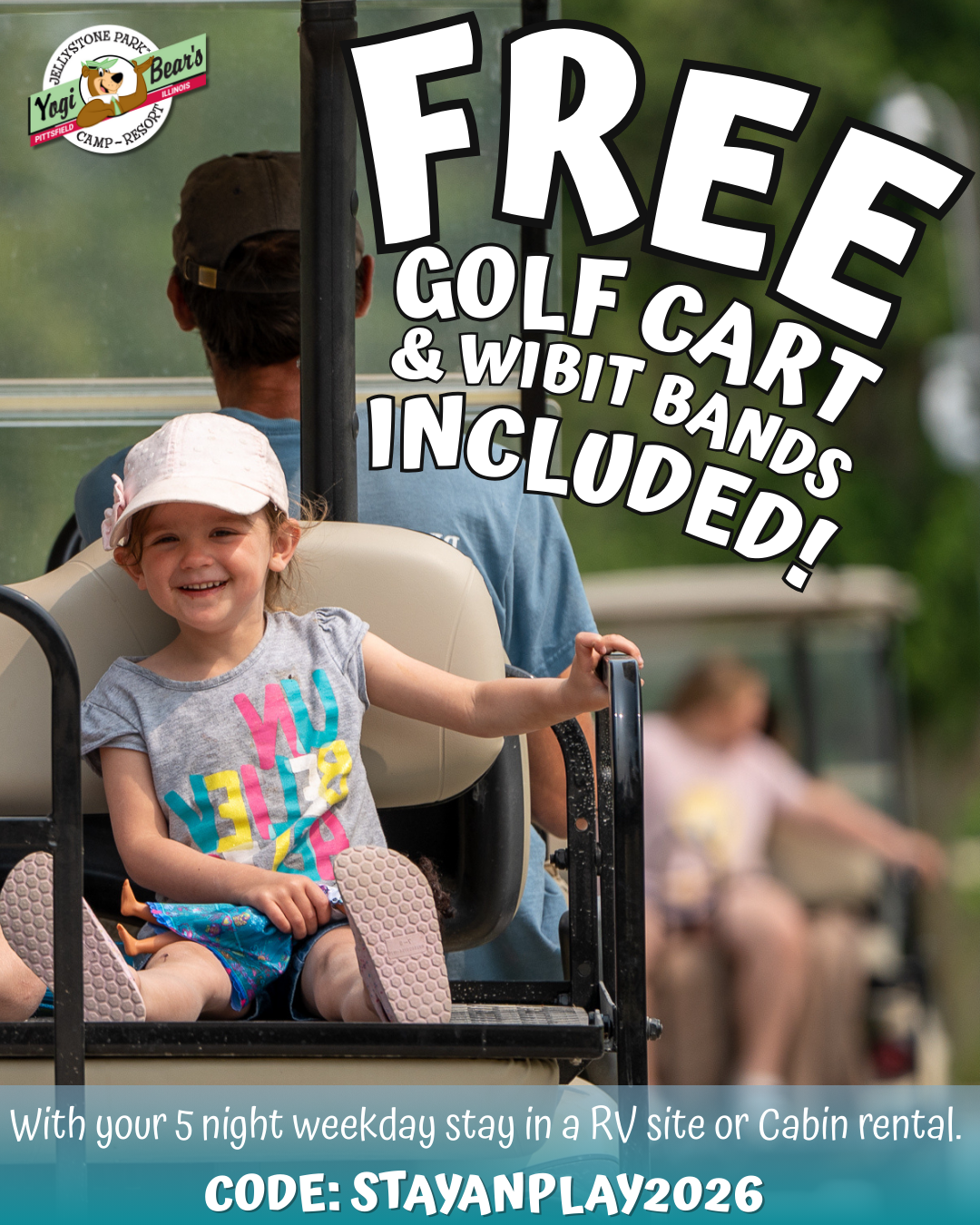 Jellystone Park Pittsfield Facebook ad: Big Perks. Bigger Getaways.