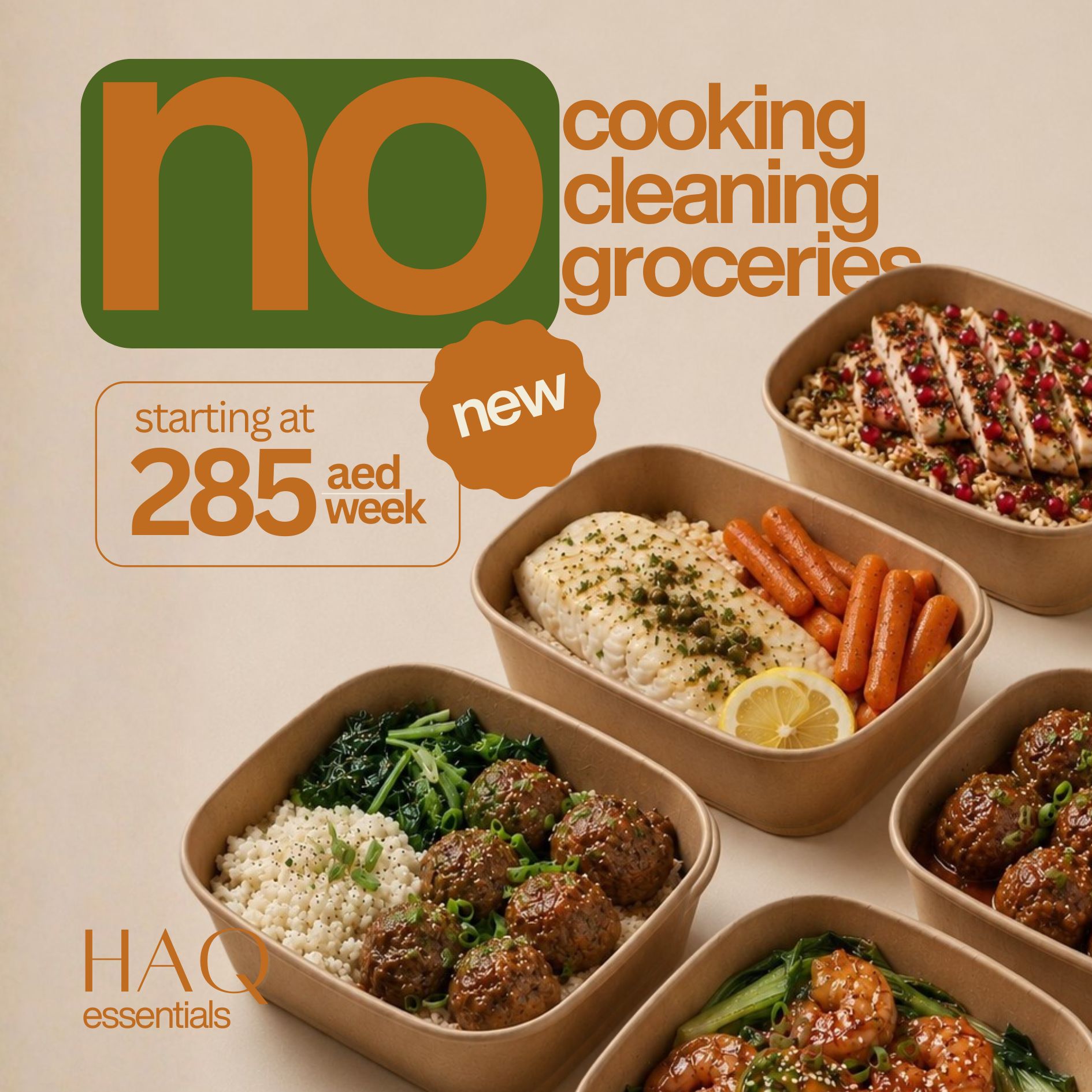 Haq Diet Facebook ad: Save Time. Eat Better. From AED 285/Week