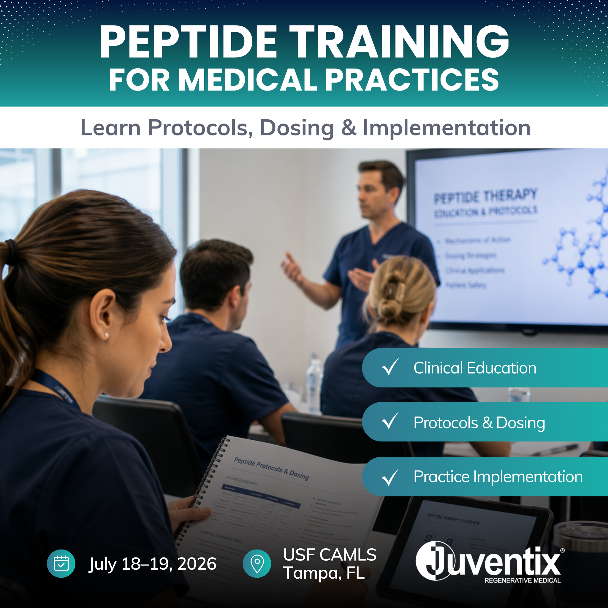 Juventix Regenerative Medical Facebook ad: Real Hands-On Training With Live Patients