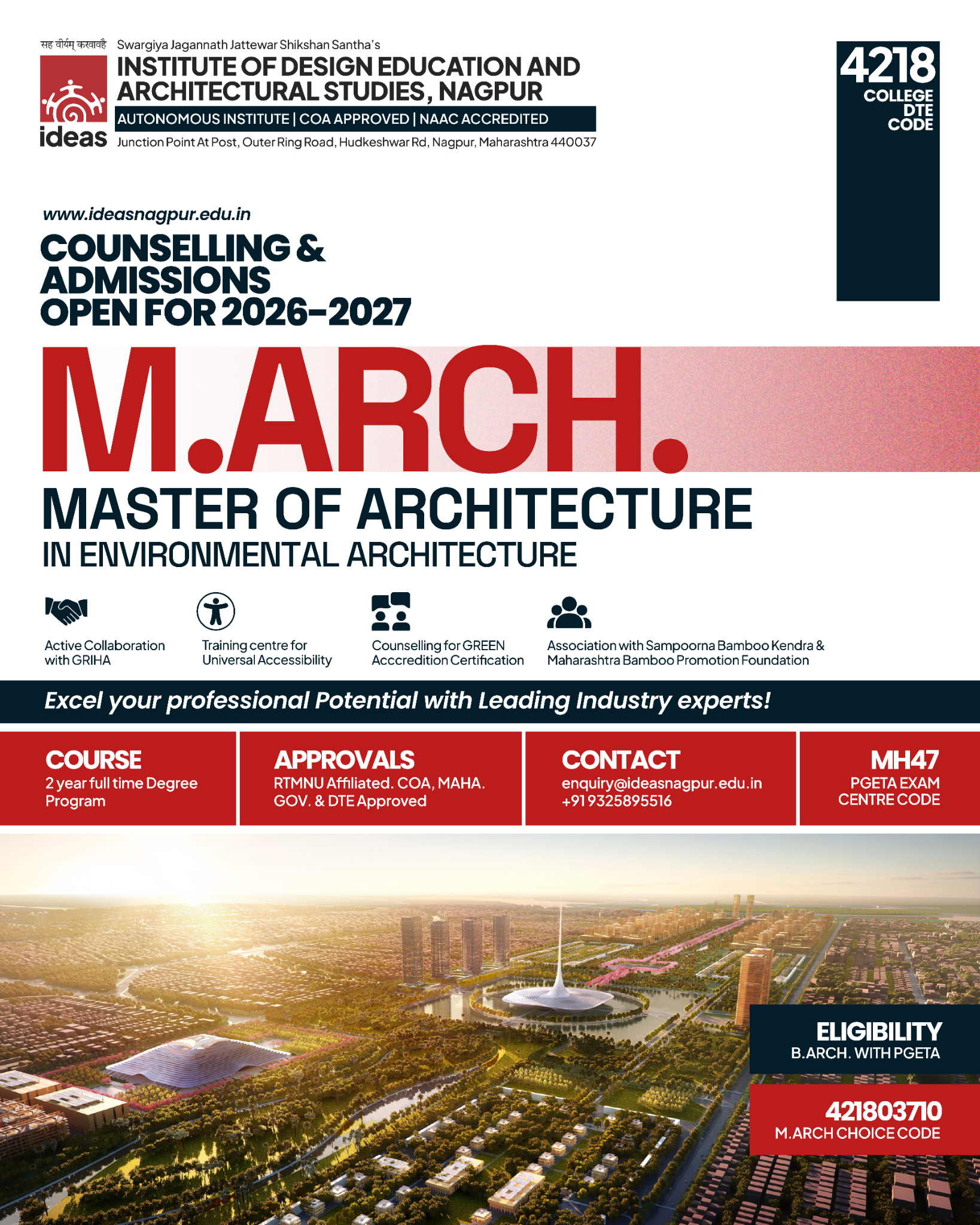 IDEAS (Institute of Design Education and Architectural Studies) Facebook ad: M.Arch Admissions Open Now