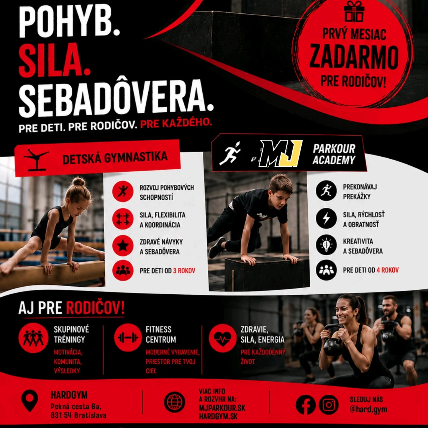 hardgym.sk Facebook ad: Pohyb. Sila. Sebadôvera.