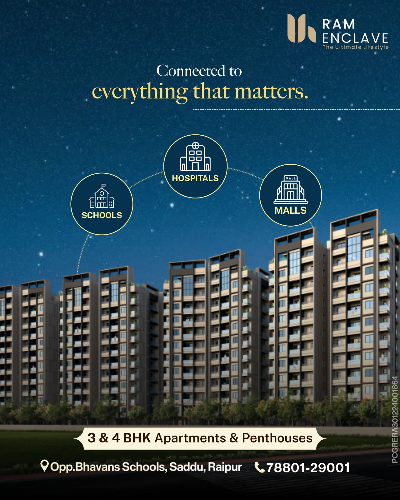 Ram Enclave Facebook ad: 3 BHK Apartments in Saddu, Raipur