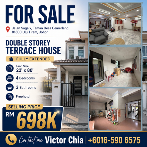 PropNex Malaysia - Victor Chia Facebook ad: 烈光镇Desa Cemerlang