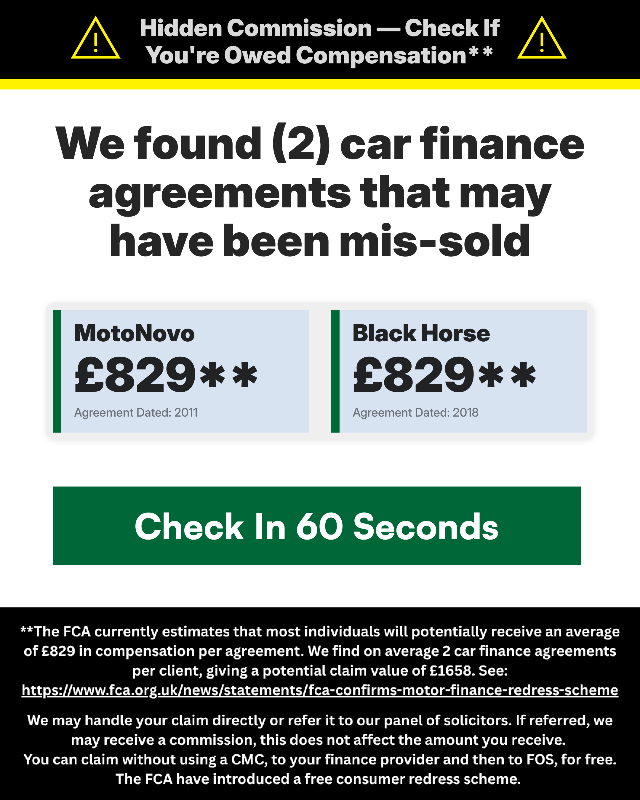 Mis-sold Expert Facebook ad: Find My Agreements