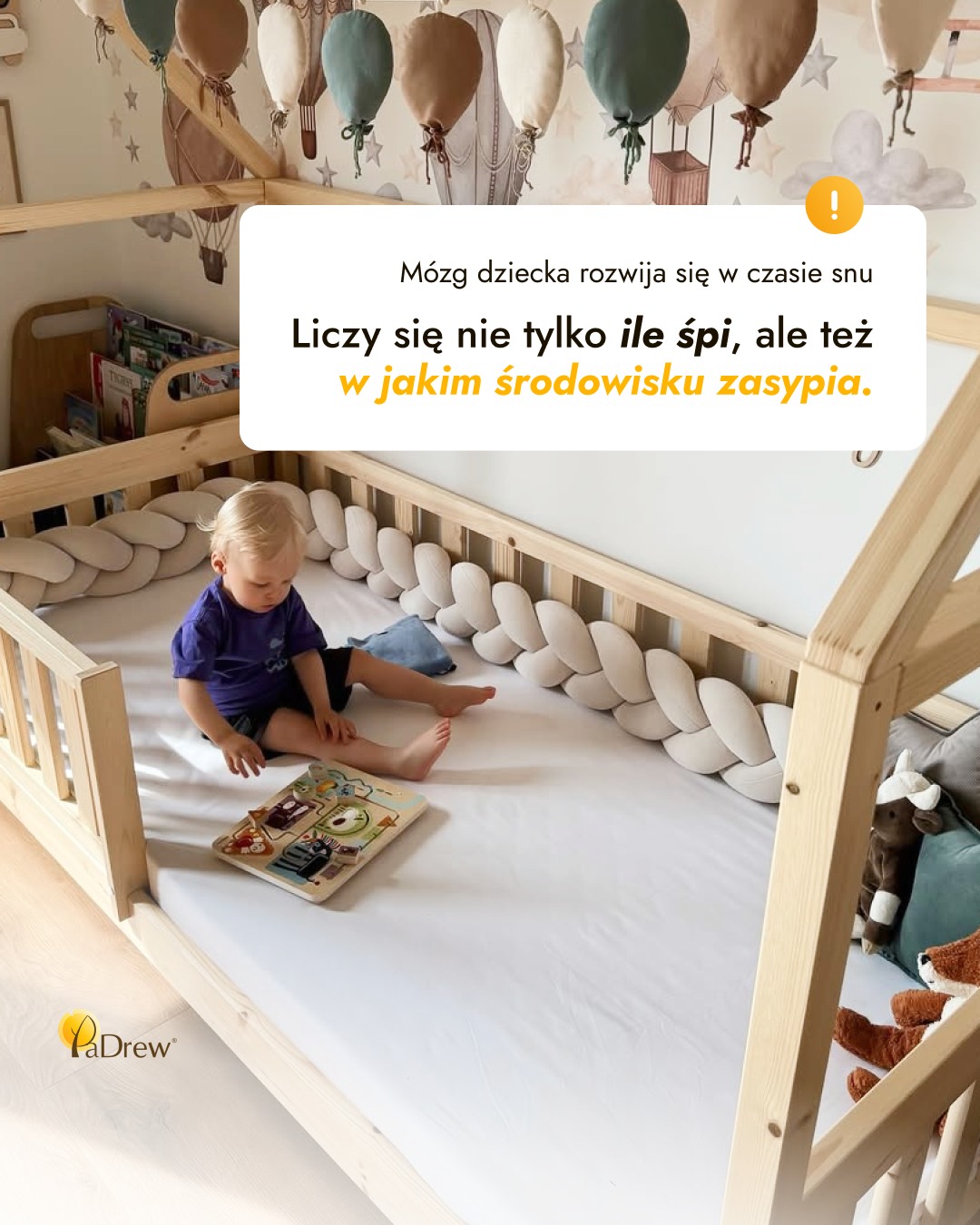 PaDrew.pl Facebook ad: Mózg Twojego dziecka rozwija się głównie w nocy