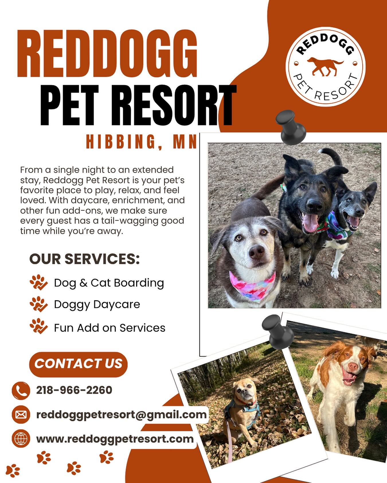 Reddogg Pet Resort Facebook ad: Heading out of town or just need a…