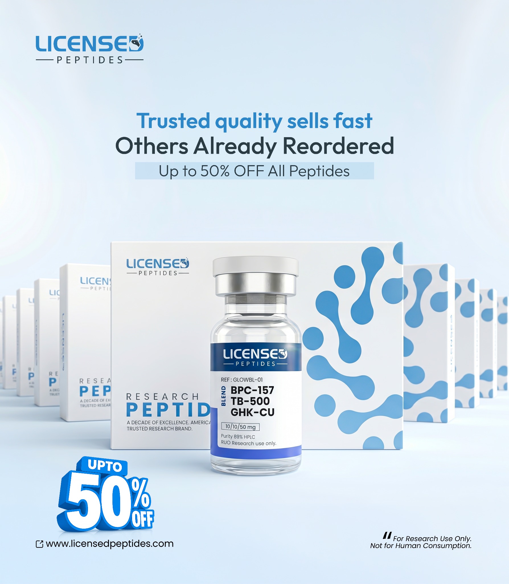 LicensedPeptides.com Facebook ad