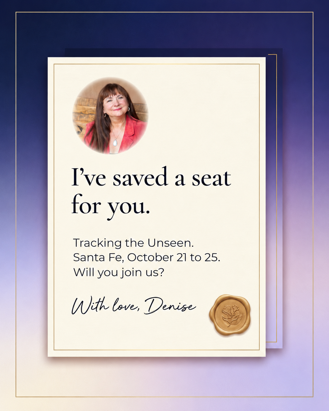 Denise Linn Facebook ad: Will you join us in Santa Fe?