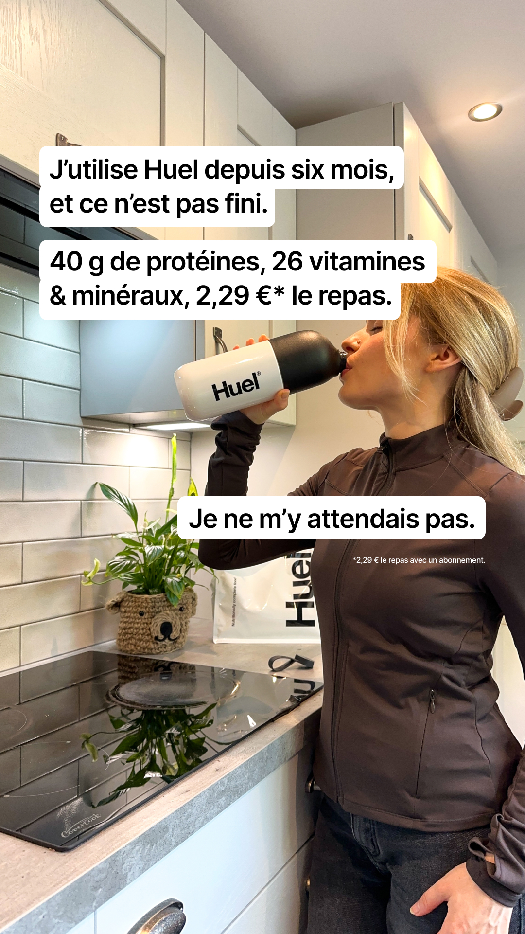 Huel Facebook ad: Améliorez votre déjeuner de bureau