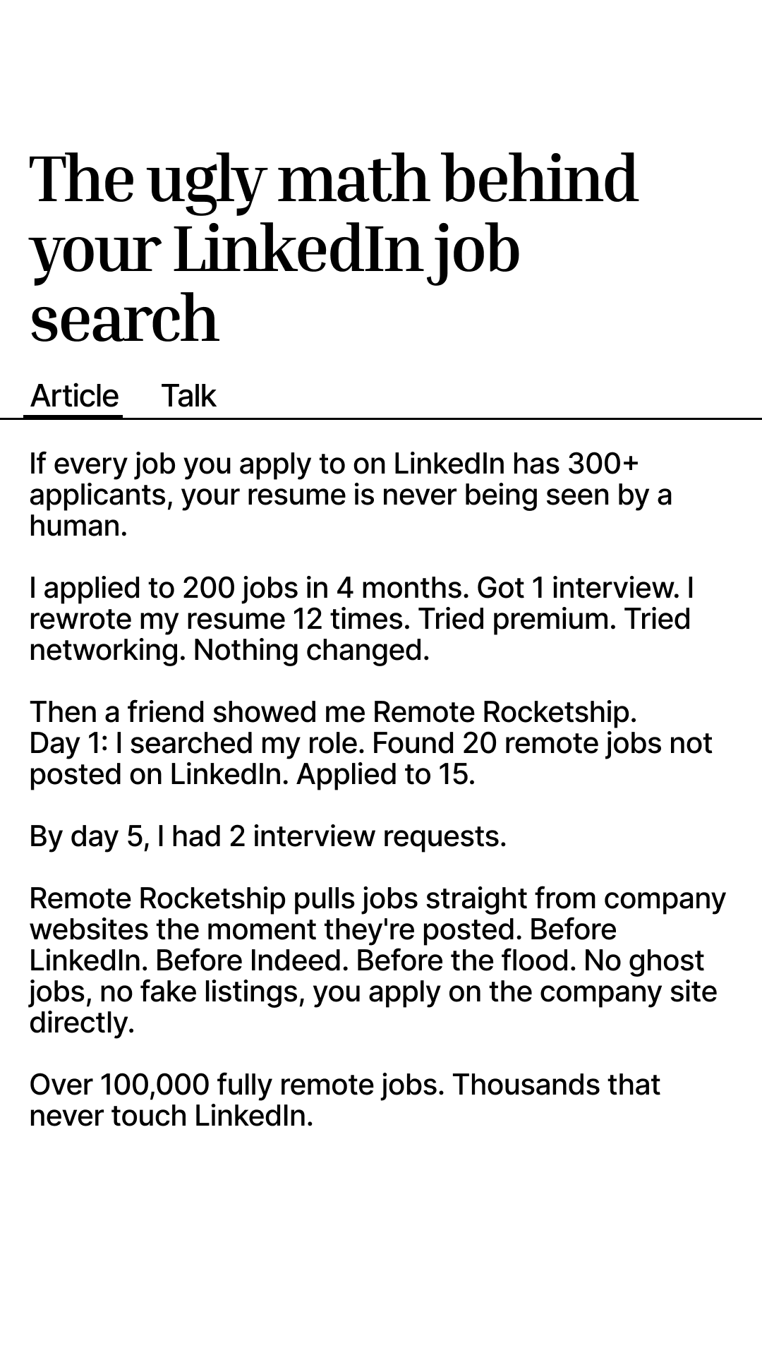Remote Rocketship Facebook ad from Apr 6, 2026