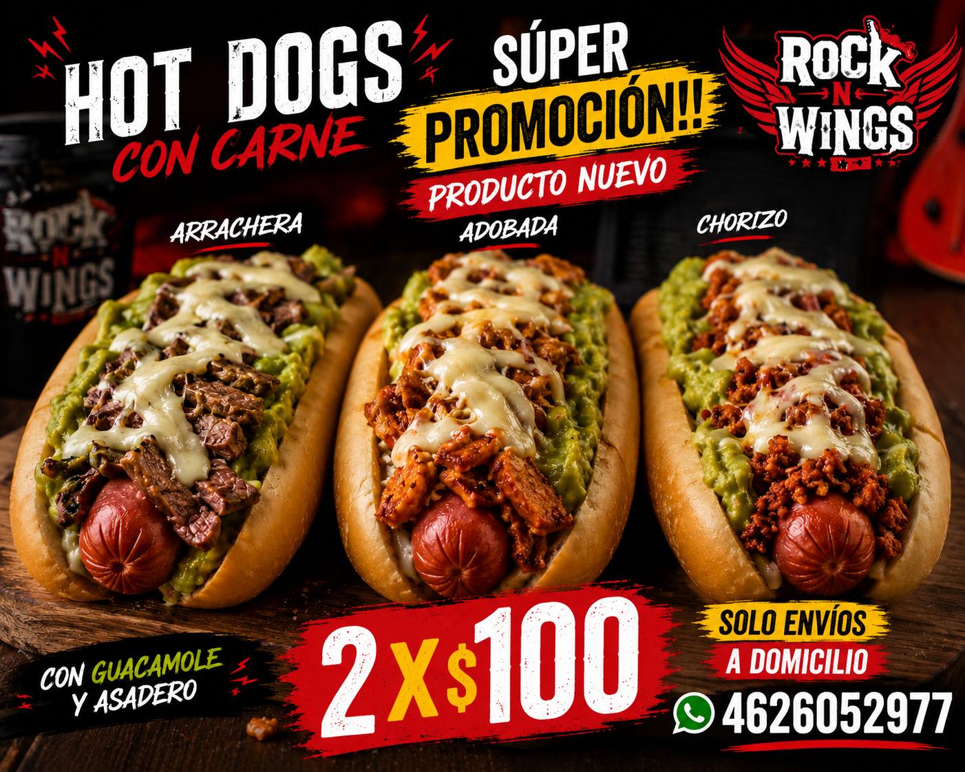 Rock n' Wings Facebook ad: EN SERVICIO MARTES