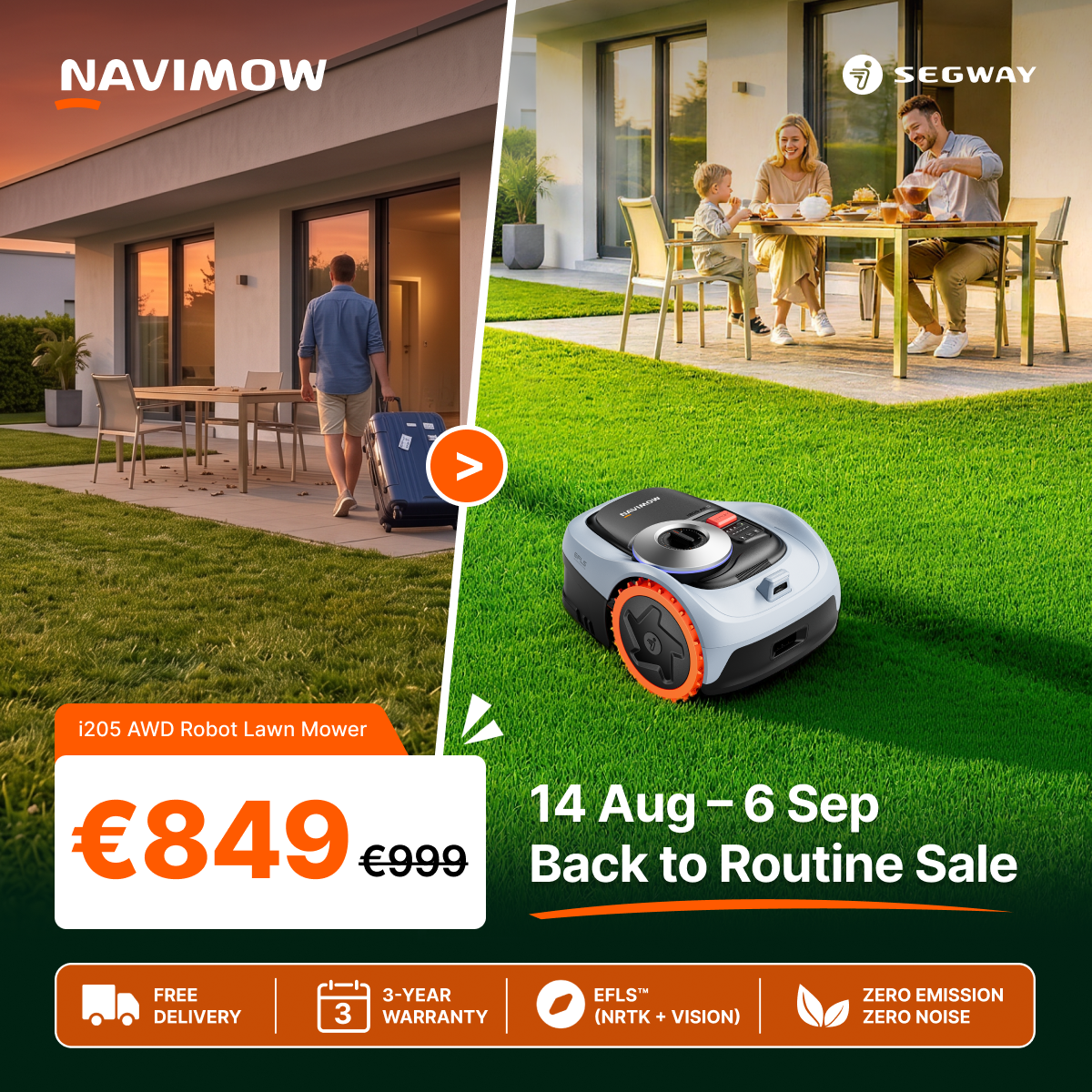 Segway Navimow Nordics Facebook ad: Aug 14-Sep 6: Back to Routine Sale