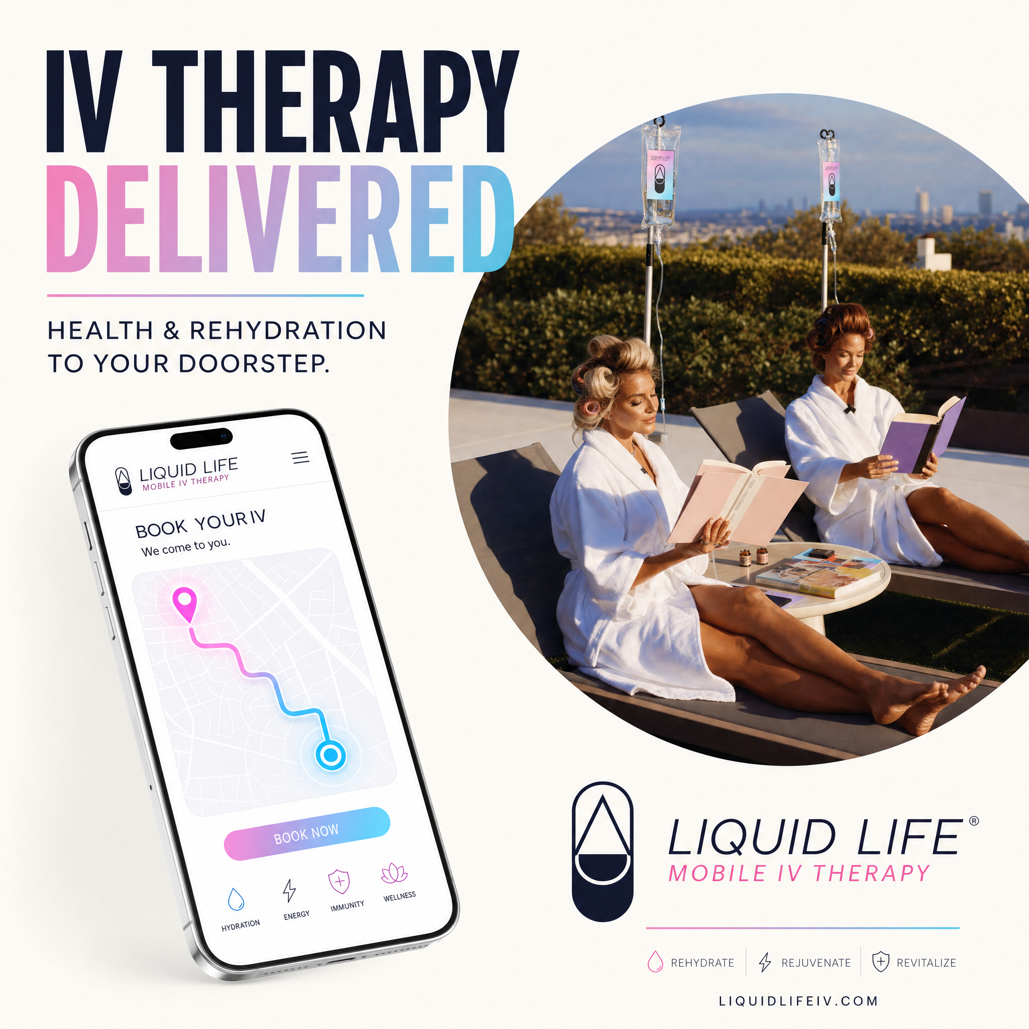 Liquid Life Mobile IV Therapy Facebook ad from Jun 1, 2026