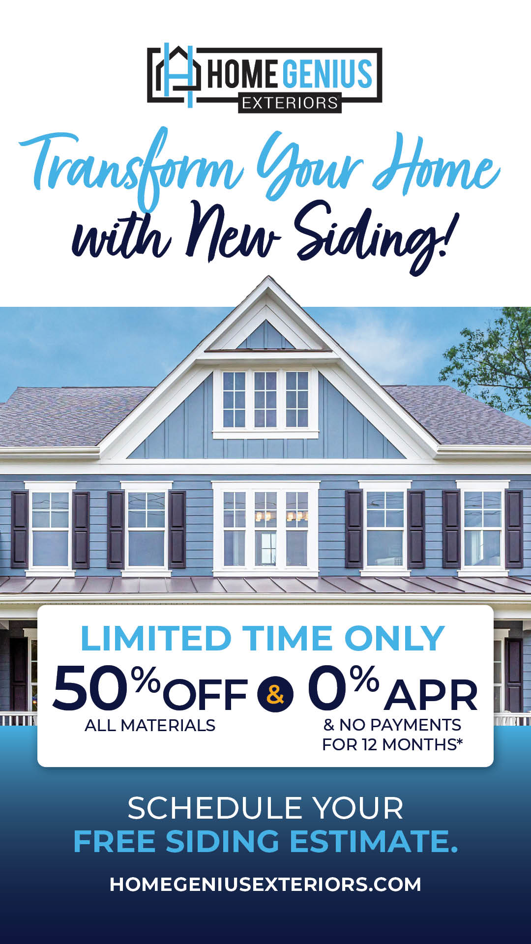 Home Genius Exteriors Facebook ad