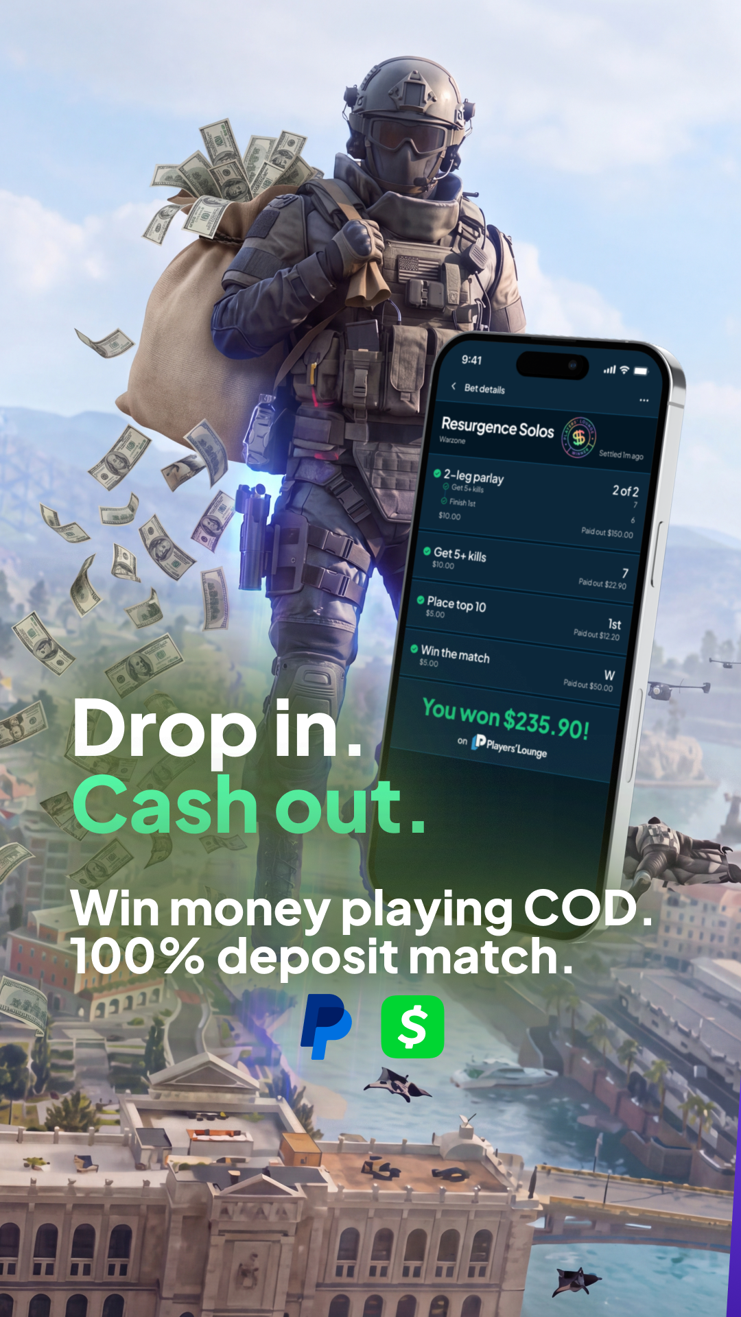 Players' Lounge Facebook ad: 100% Deposit Match