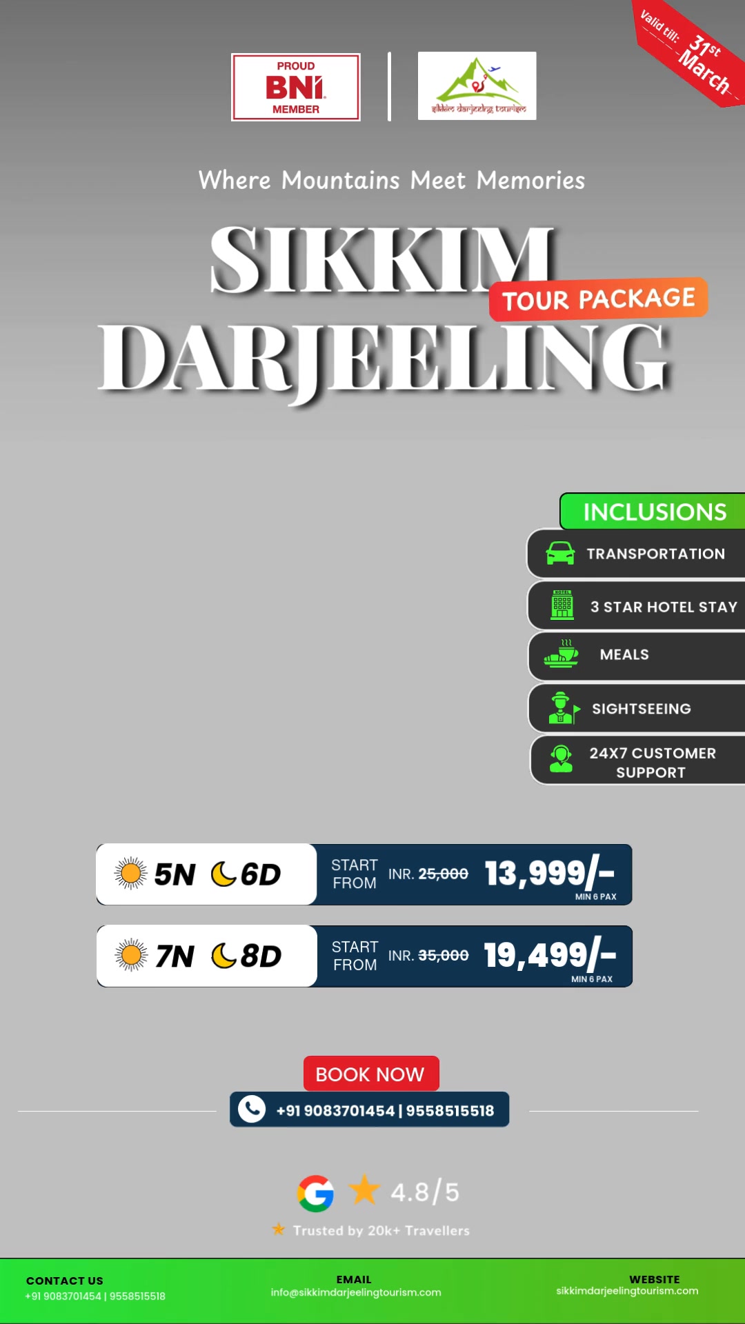 Sikkim Darjeeling Tourism Facebook ad: Sikkim & Darjeeling Holiday, ₹21,999/Person | June Special