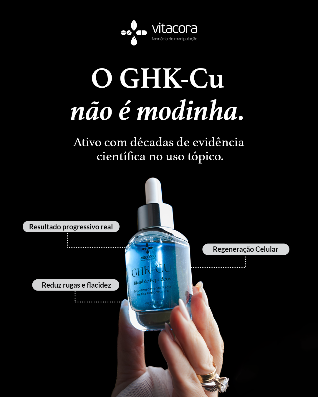 Farmácia Vitacora Facebook ad: Vitacora, ciência que sustenta a sua pele.