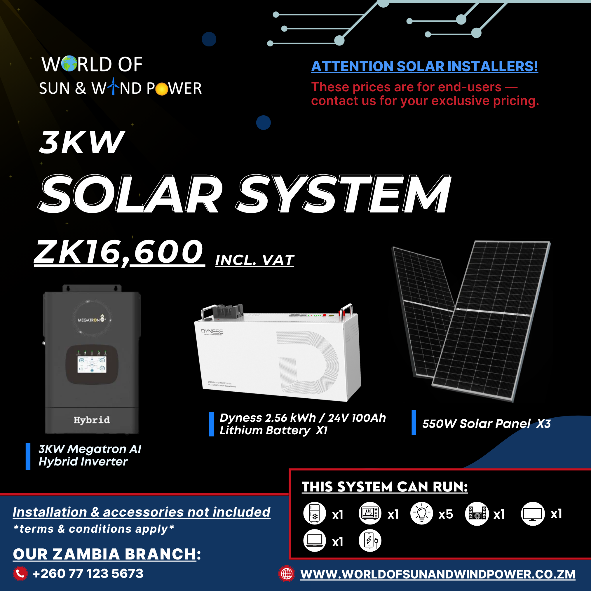 World Of Sun & Wind Power - Zambia Facebook ad: Solar System Combos In Stock!