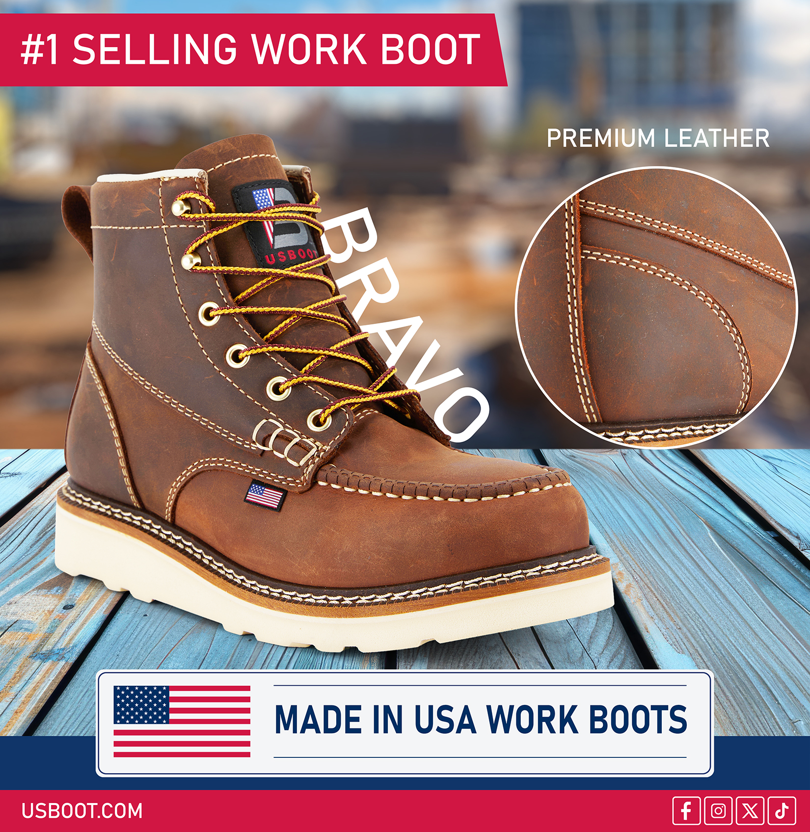US Boot Facebook ad: US Boot Work Boot | Made in USA | USA Leather