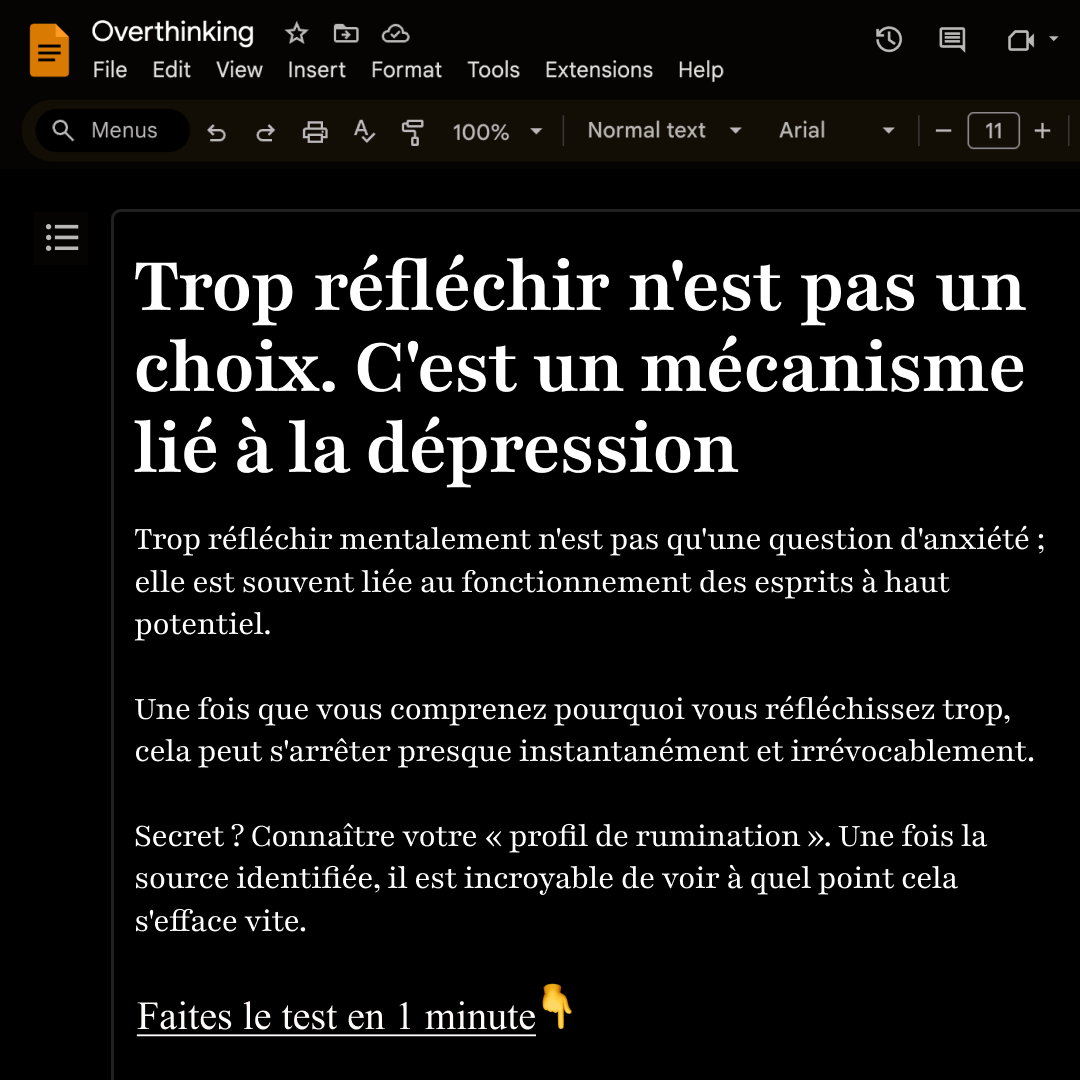 Mindway App Facebook ad: Arrête de trop penser et commence à vivre