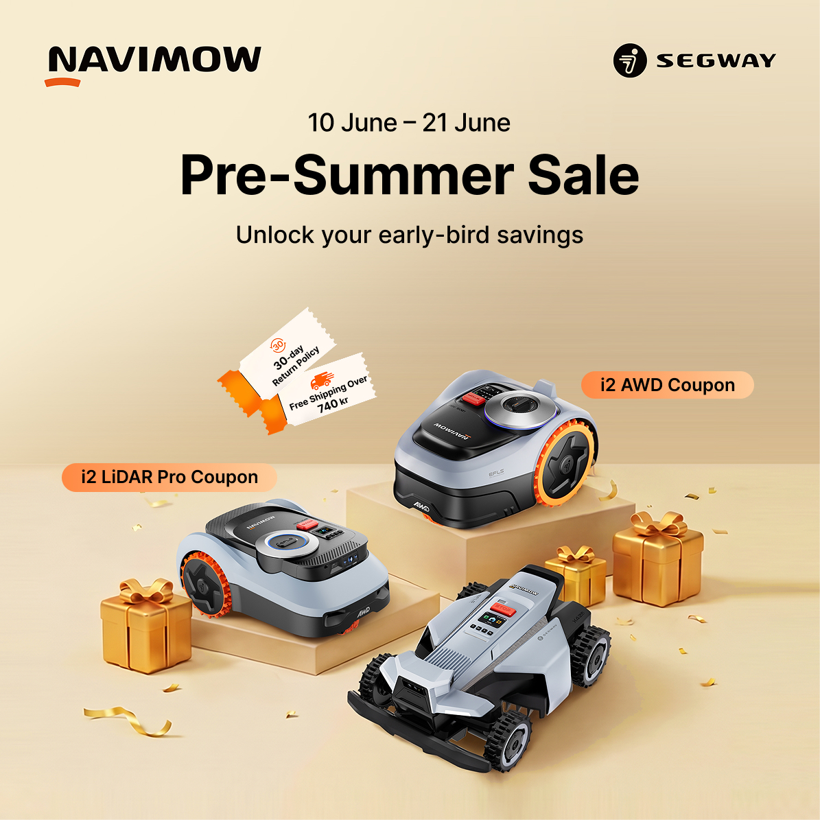 Segway Navimow Nordics Facebook ad: 10-21 June | Pre-Summer Sale