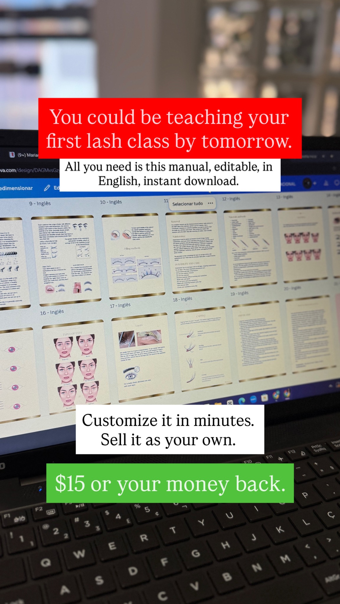 Stéfani Oliveira Facebook ad: Apostila ingles 15$, Worklash