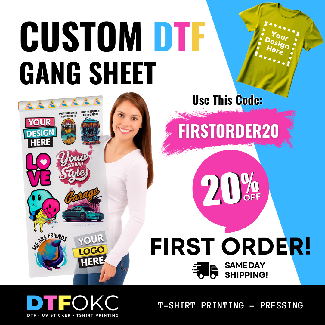 DTF OKC Facebook ad: 20% Off Your First Order!