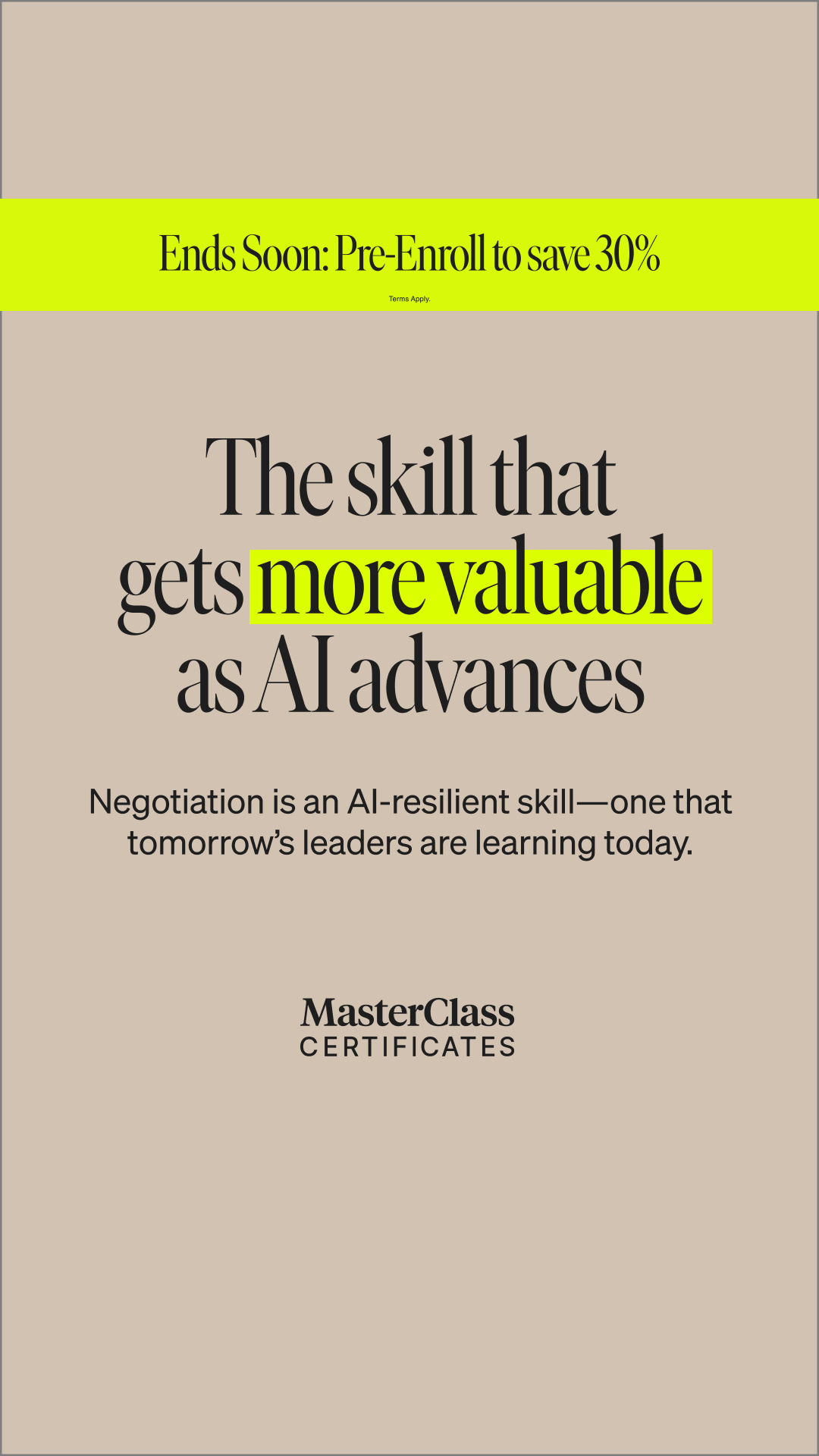 MasterClass Facebook ad