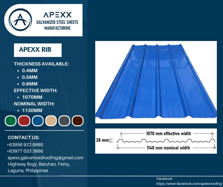 APEXX Galvanized Steel Sheets Manufacturing Facebook ad: 𝗔𝗣𝗘𝗫𝗫 𝗥𝗜𝗕 𝗧𝗬𝗣𝗘 is created to satisfy all…