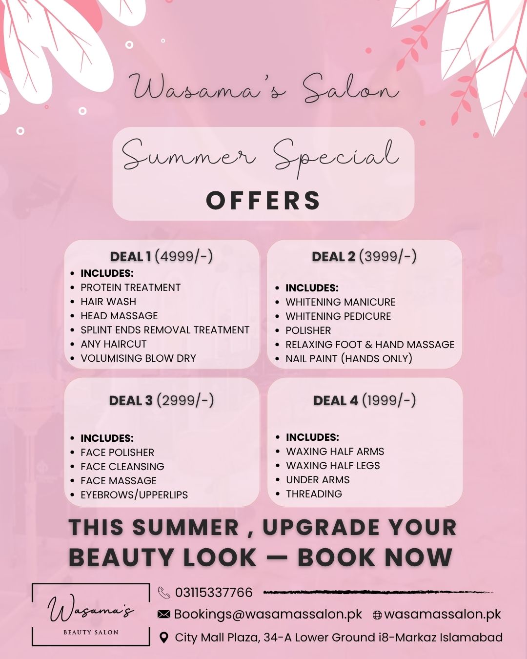 Wasama's Salon Facebook ad: THIS SUMMER, UPGRADE YOUR BEAUTY LOOK!