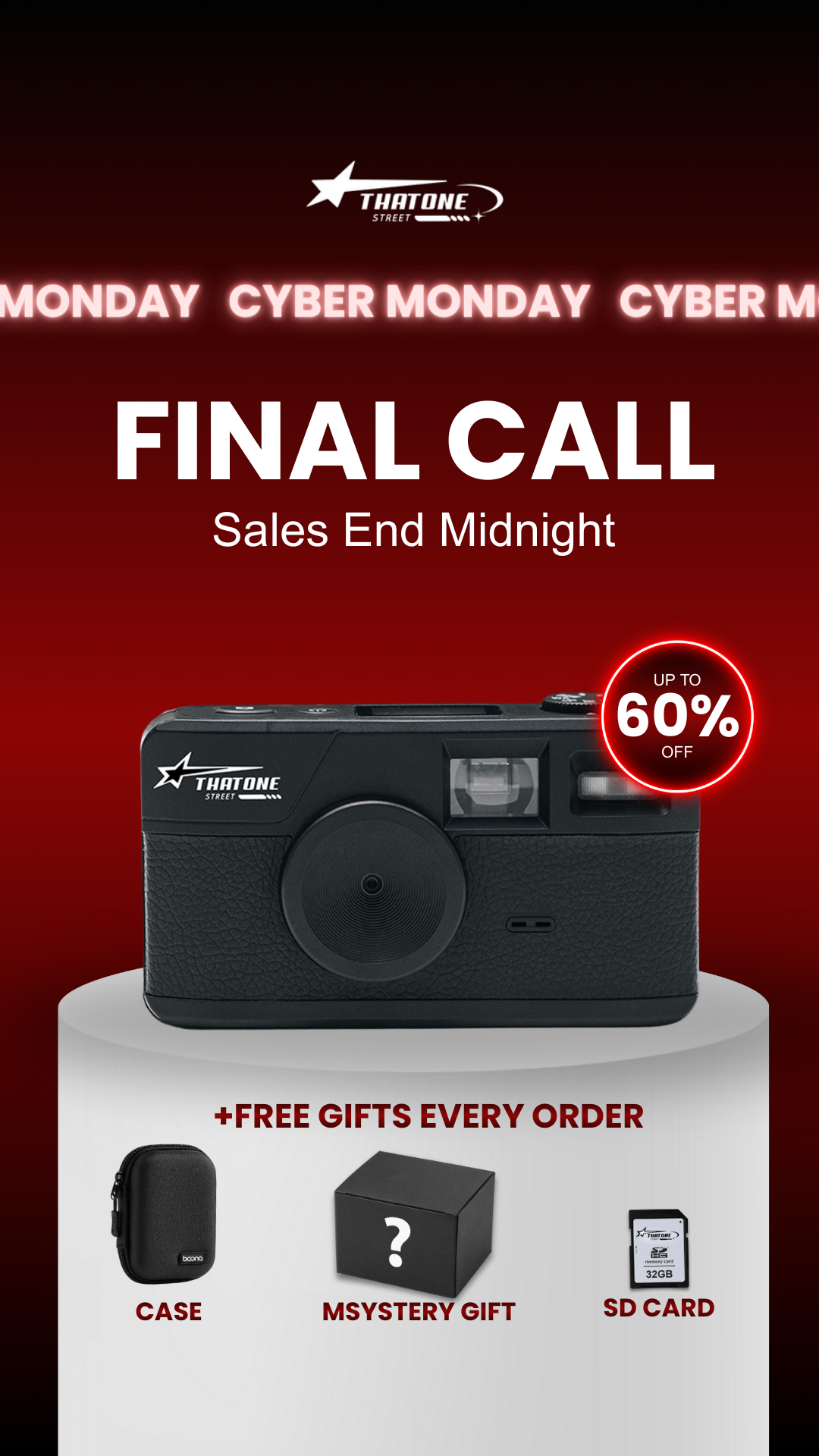 Thatonestreet Facebook ad: CYBER MONDAY SALE (60% OFF + FREE GIFTS)…
