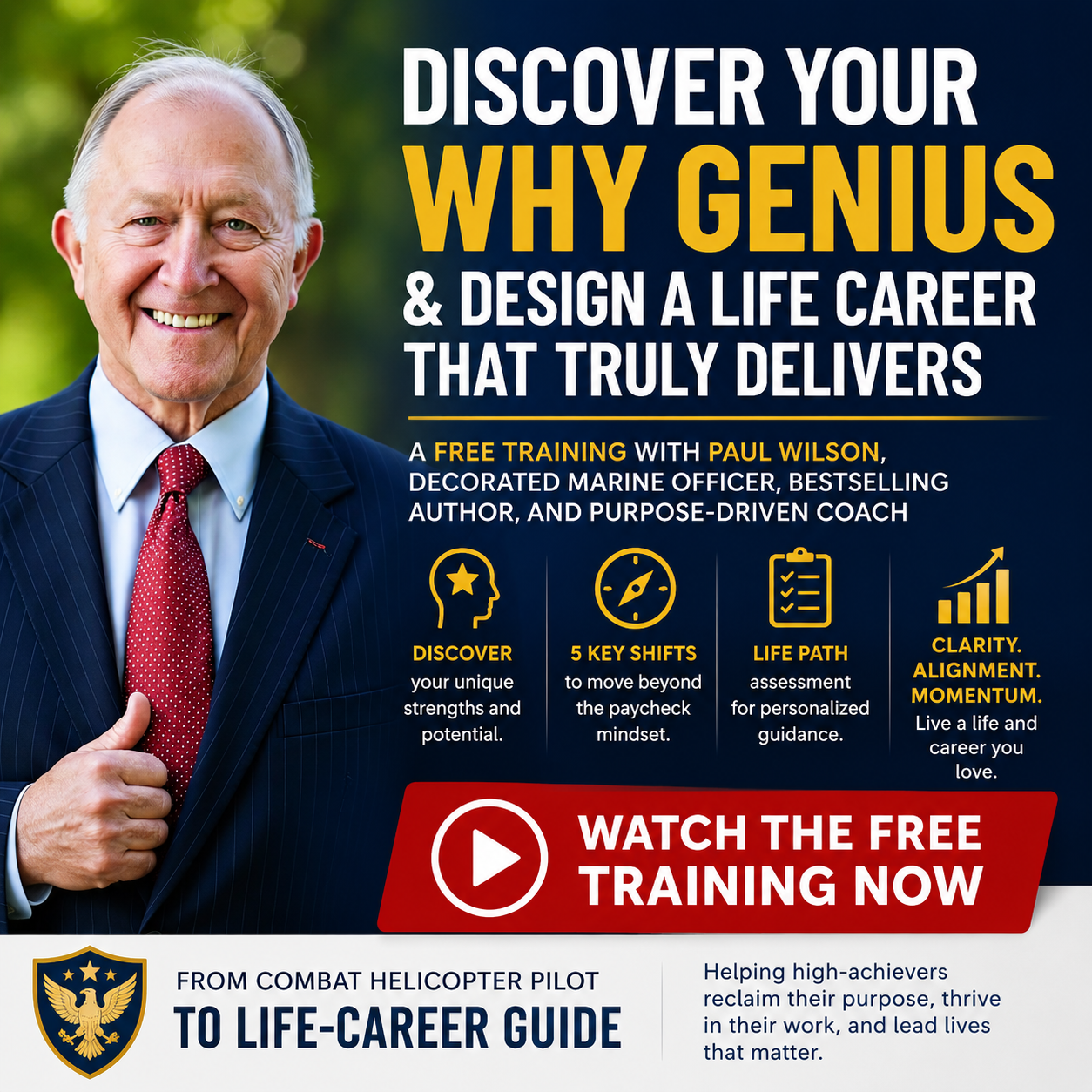 Paul Wilson Facebook ad: Discover Your WHY Genius