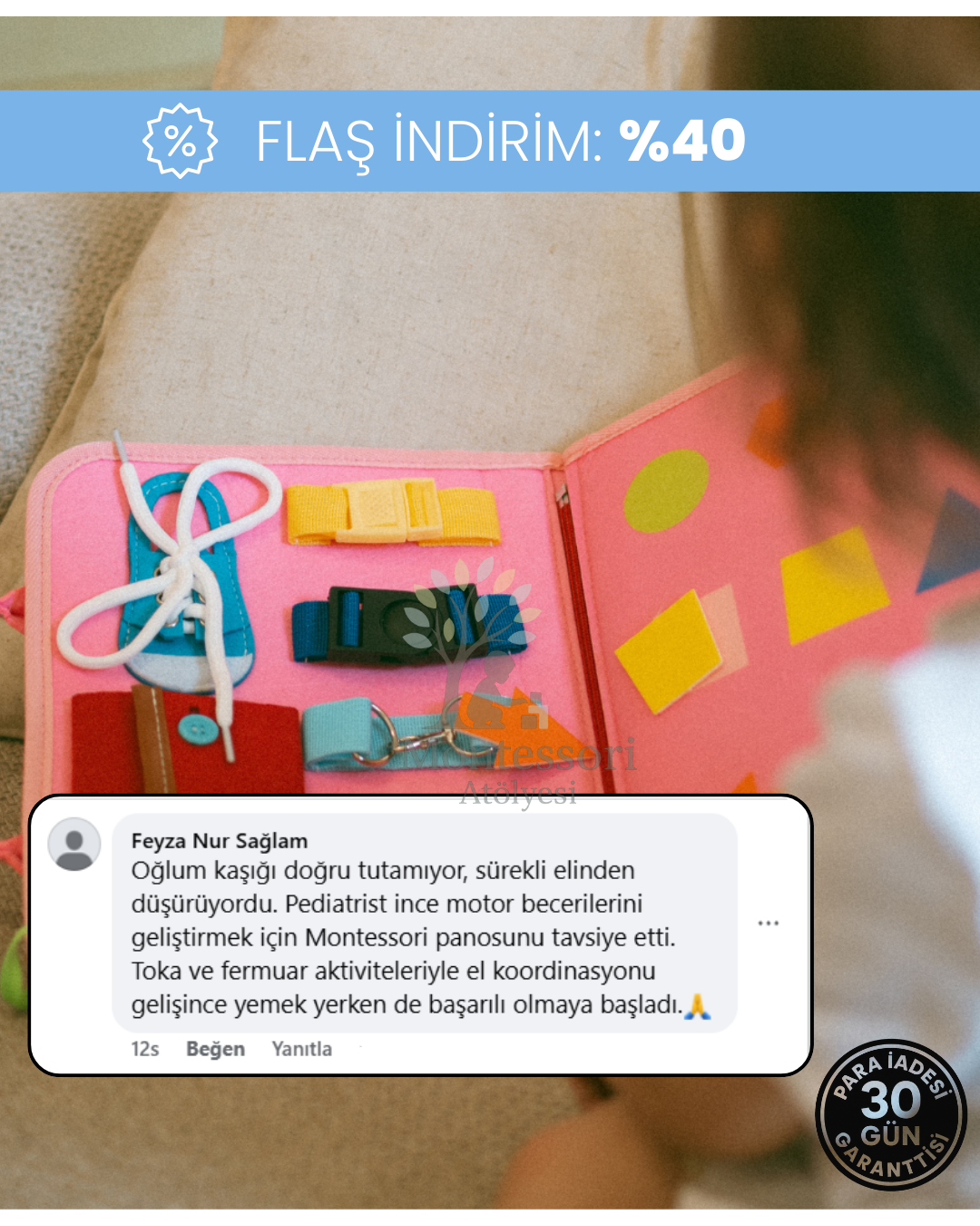 Montessori Atölyesi Facebook ad: Montessori Aktivite Panosu