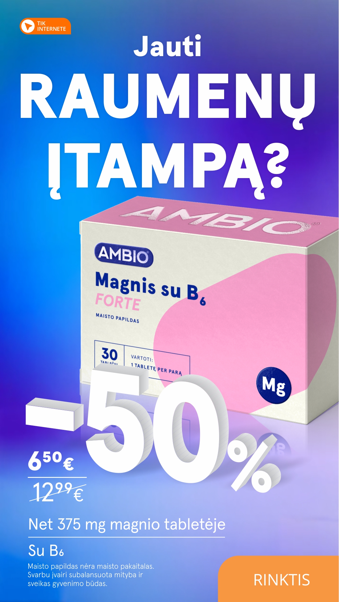 Gintarinė Vaistinė Facebook ad: Didelė magnio dozė