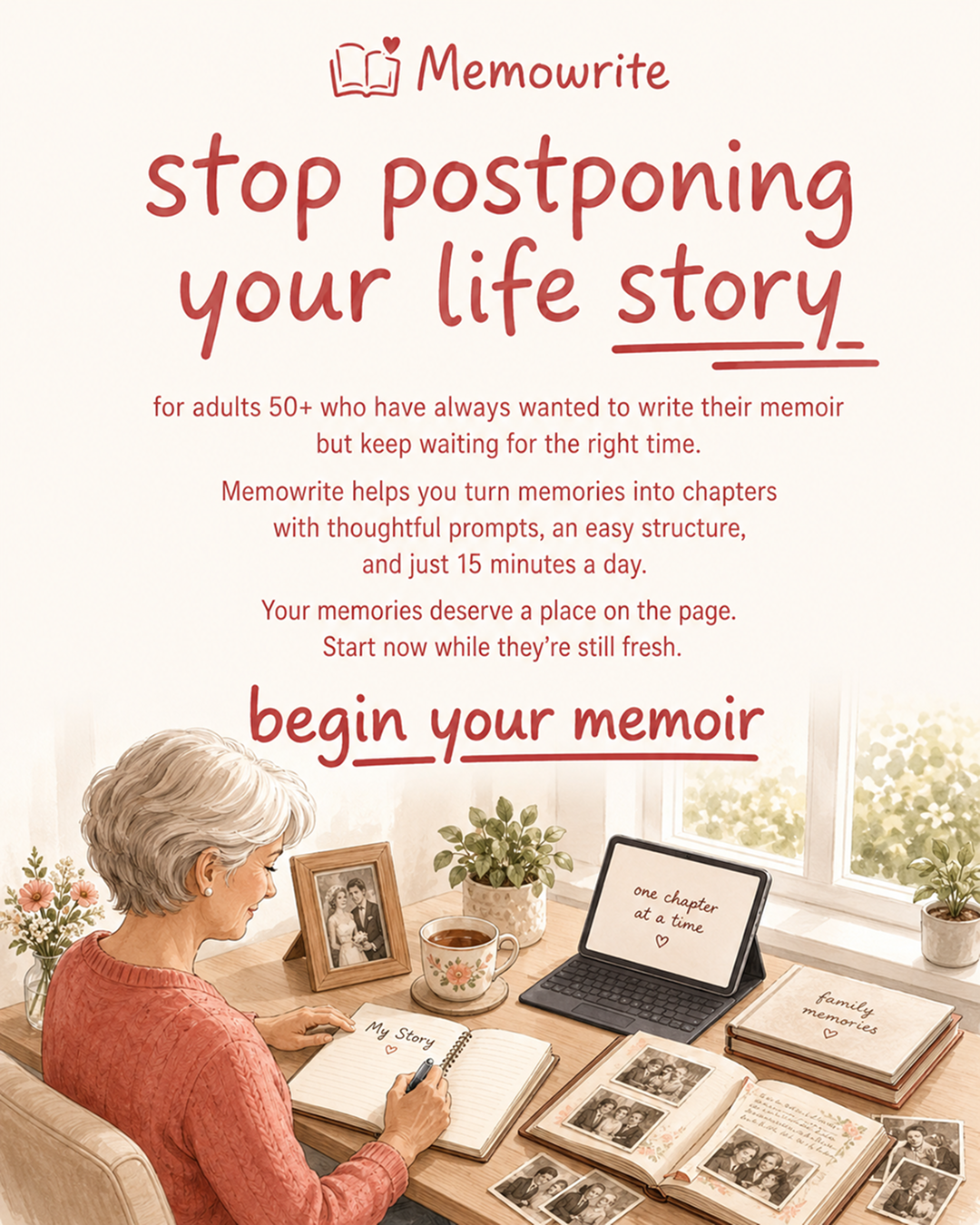 Memowrite Facebook ad