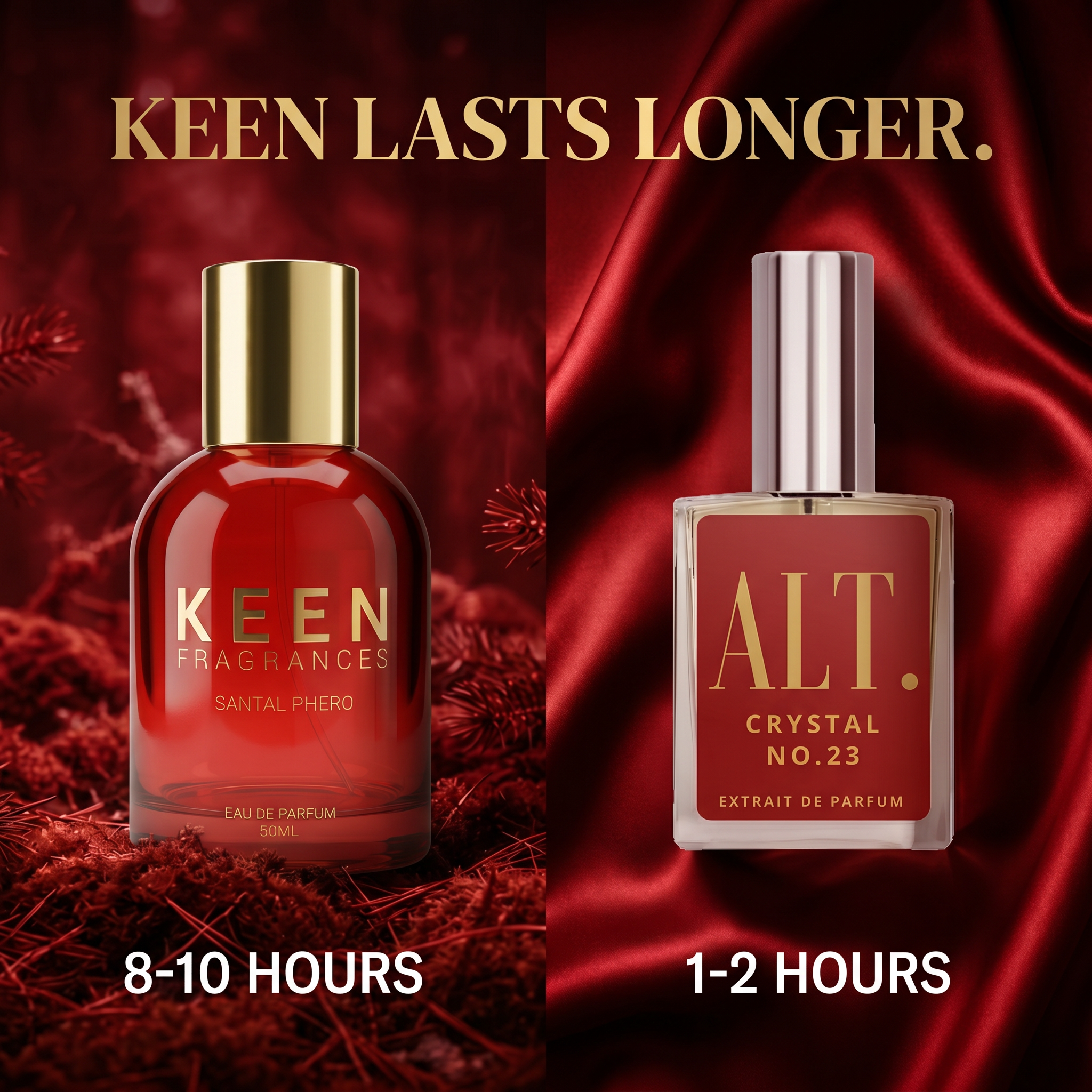 KEEN Fragrances - Pheromones Facebook ad: Infused with Pheromones. Designed to Attract.