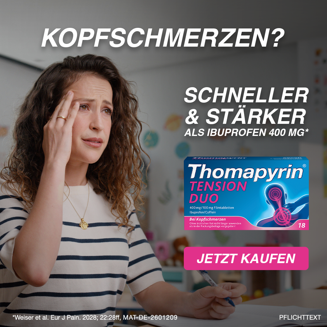 Thomapyrin Facebook ad: Schneller & stärker* als Ibuprofen 400mg