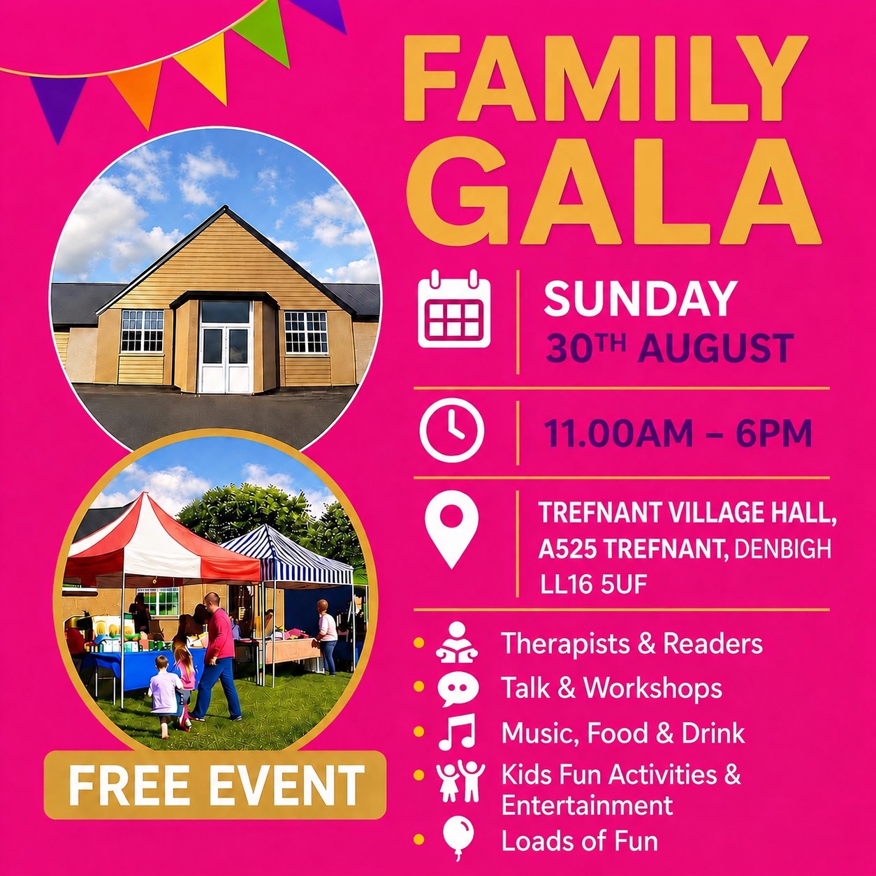 Well-Being Events by Pamperlicious Facebook ad: Family Fun, Wellbeing & Gala Day in Trefnant