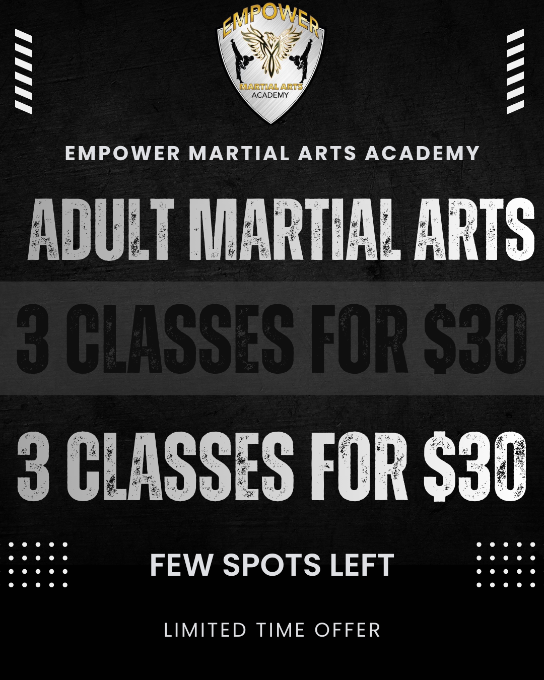Empower Martial Arts Academy Facebook ad from Apr 20, 2026