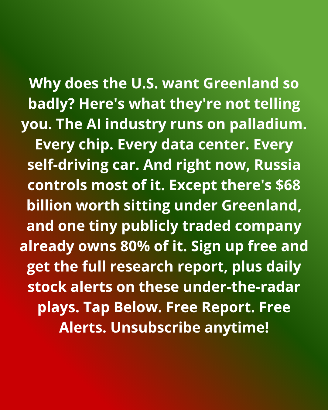 BullseyeAlerts Facebook ad: The $68B Greenland Opportunity