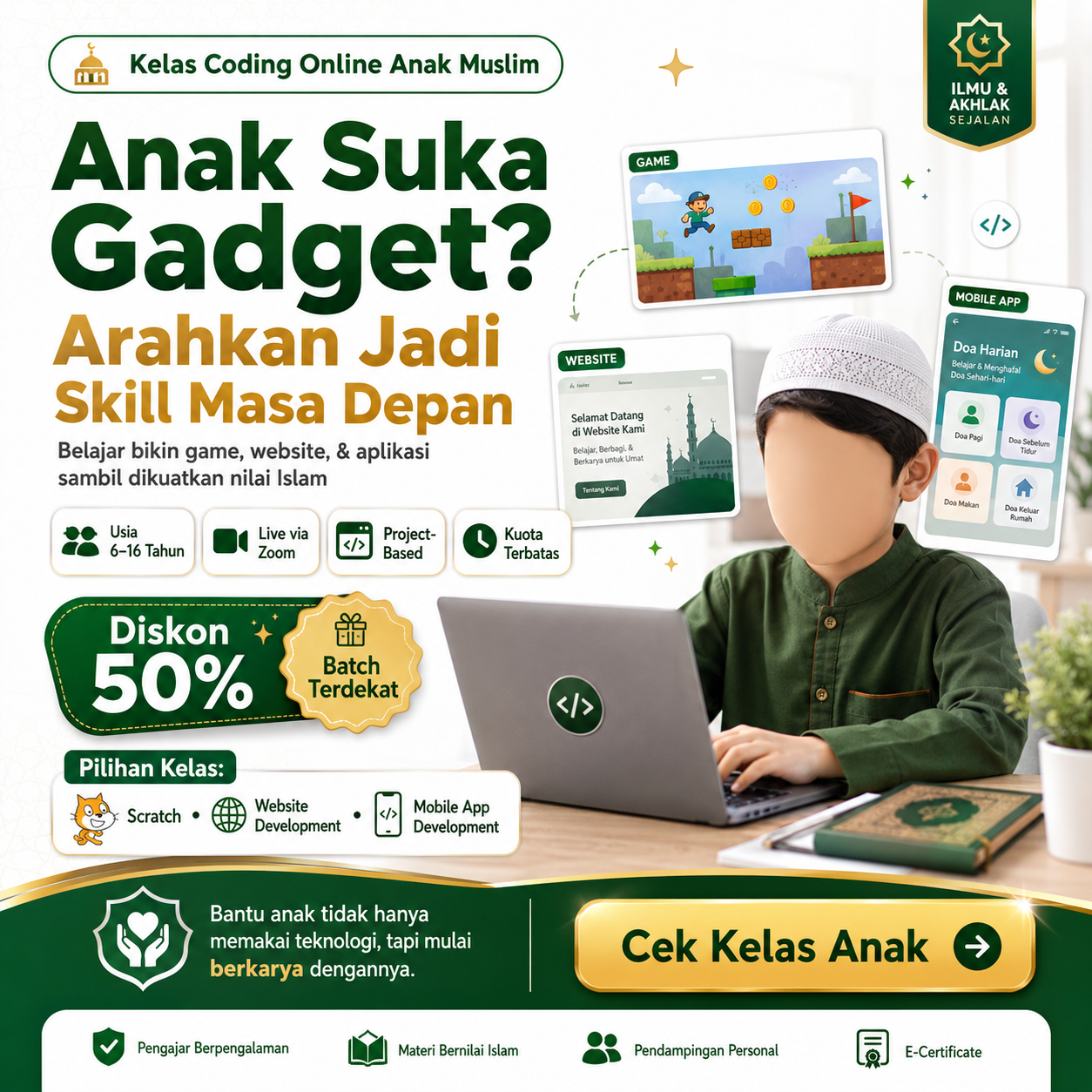 QP Edufun - Islamic Coding for Kids Facebook ad: KELAS CODING ANAK MUSLIM
