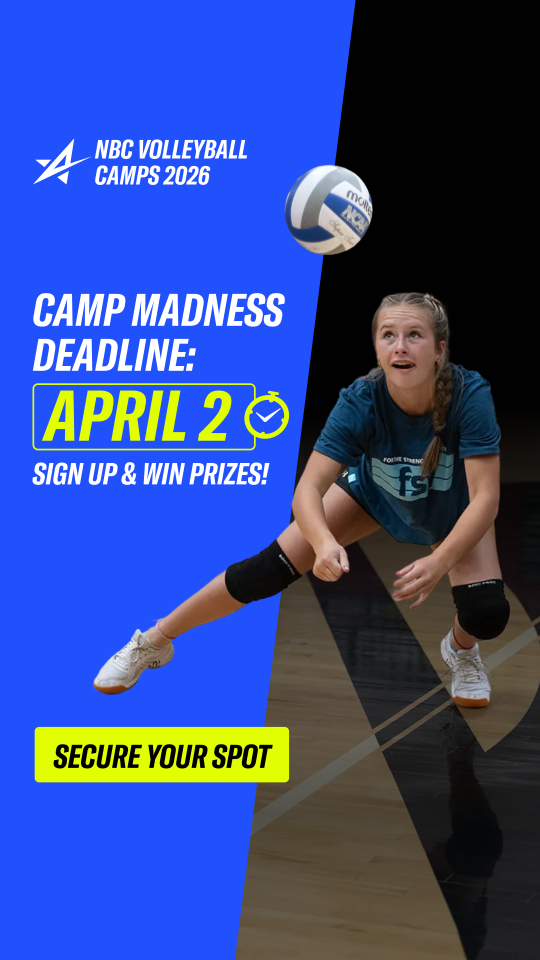 NBC Volleyball Camps! Facebook ad from Mar 14, 2026