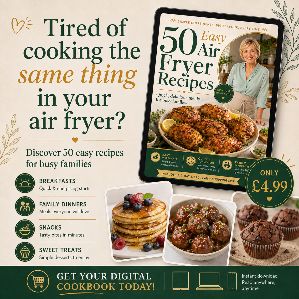 Elite Deals Facebook ad: Love your air fryer but always end up…