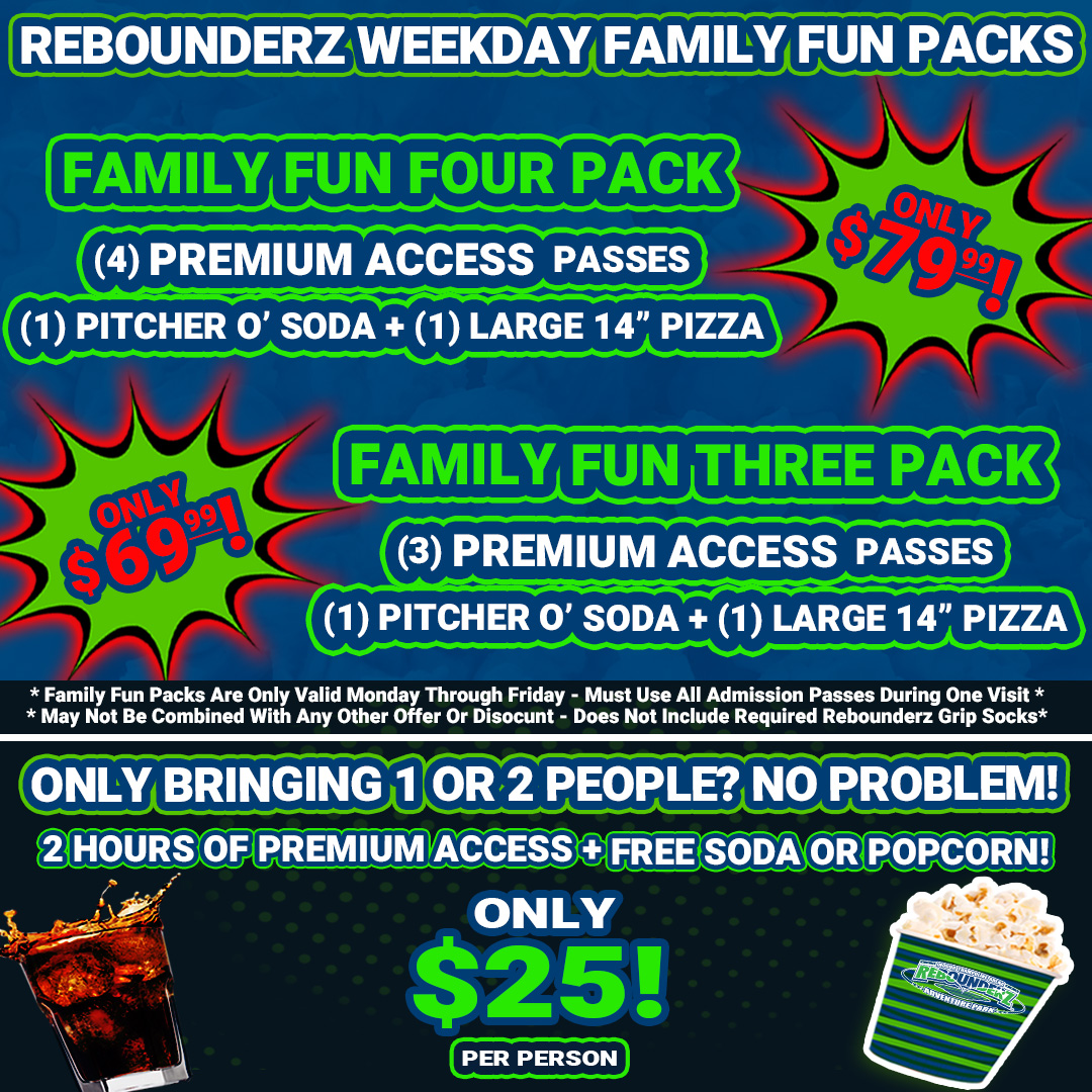 Rebounderz Rohnert Park - Indoor Trampoline and Adventure Park Facebook ad: Big Air. Bigger Smiles.