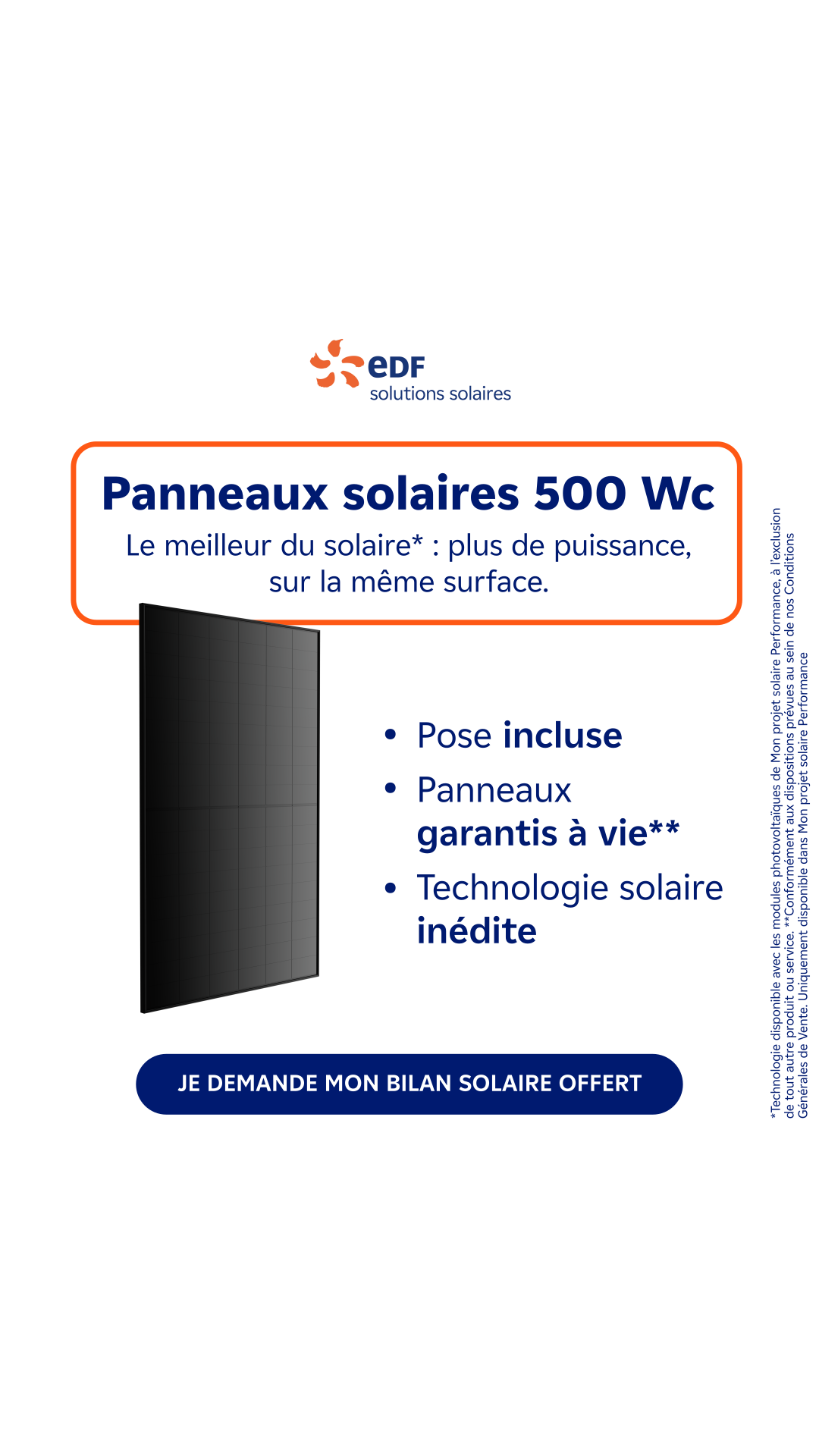 Mes offres EDF solutions solaires Facebook ad: Batterie + panneaux solaires 500 Wc, avec EDF solutions…