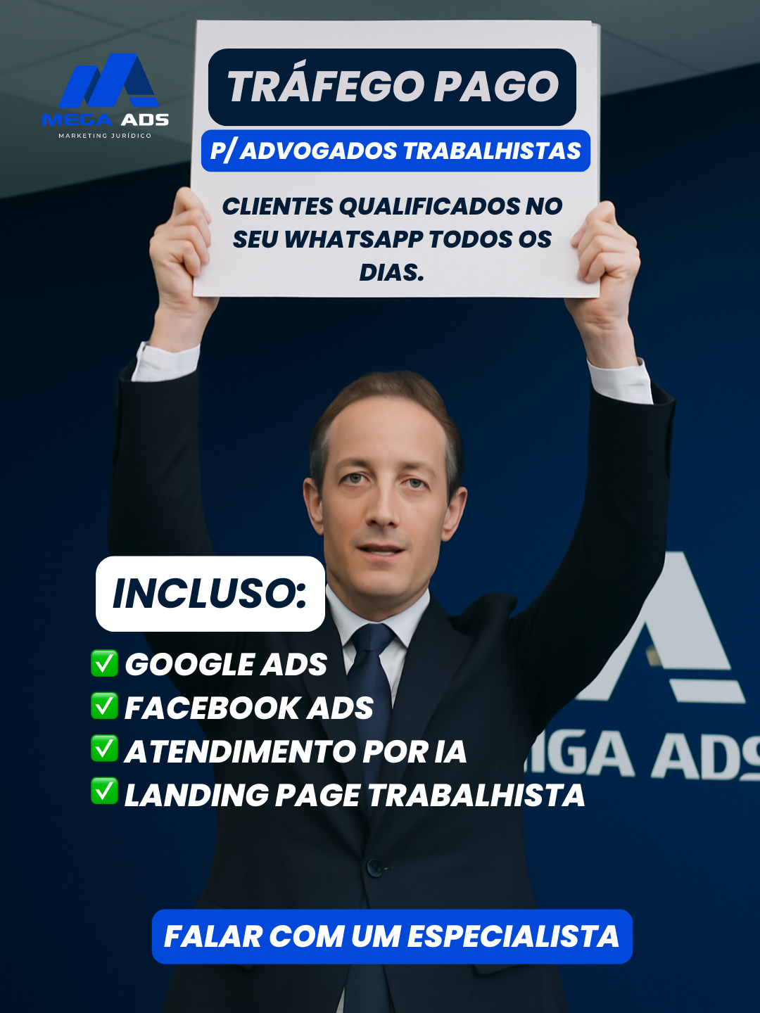 Mega Ads - Agência de Marketing Digital Facebook ad: De Advogado para Advogado.