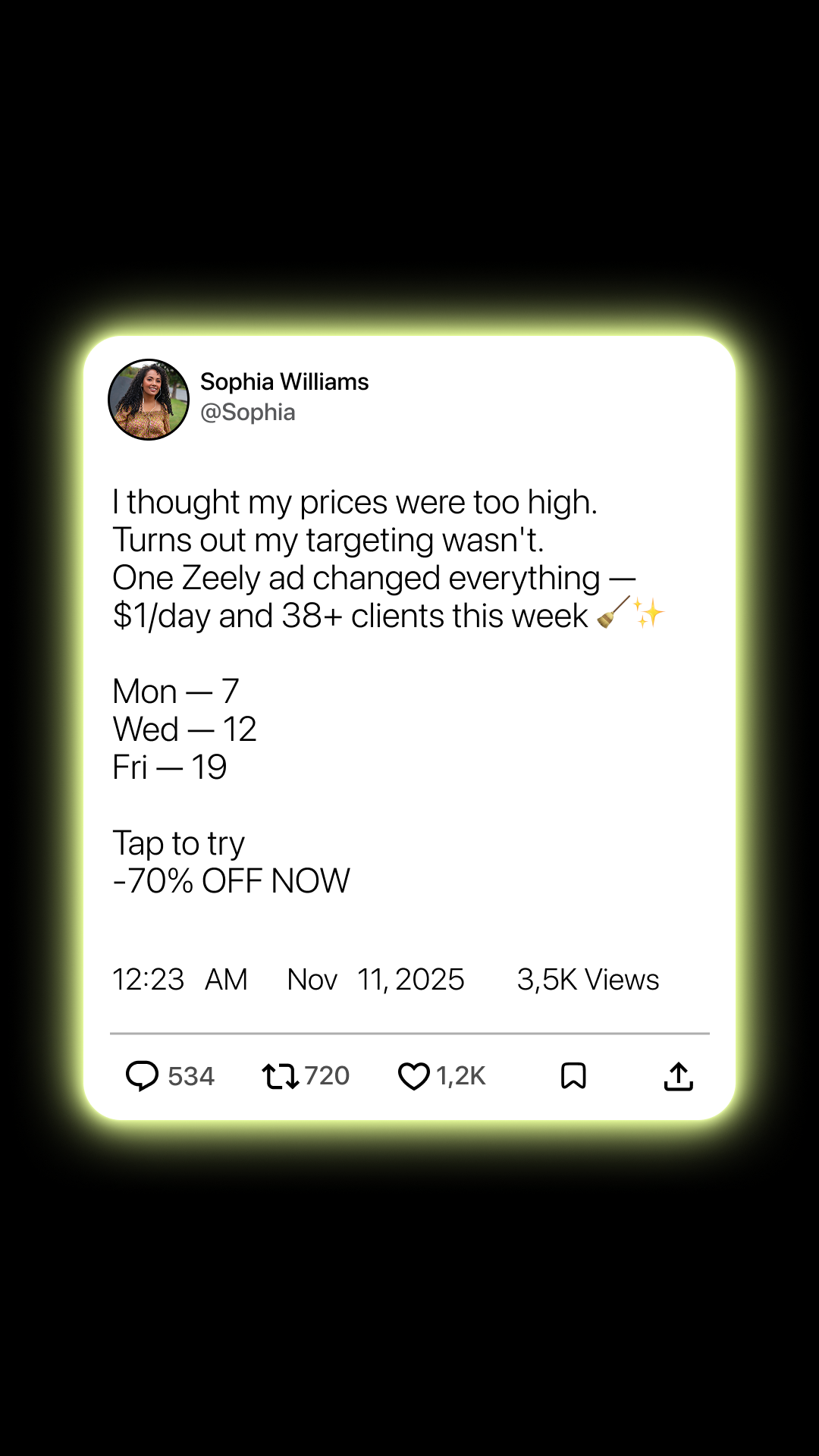 Zeely Facebook ad
