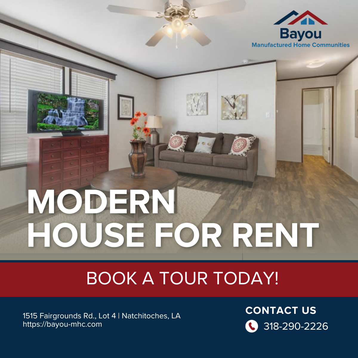 Bayou MHC Facebook ad: Premier manufactured home community in Natchitoches, LA