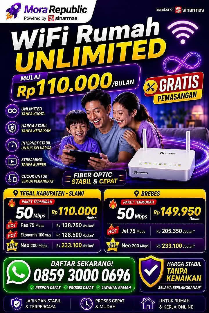 PENDAFTARAN RESMI WIFI MYREPUBLIC Facebook ad: WiFi Murah Cepat Unlimited Tanpa Batas mulai Rp110rb/bulan.
